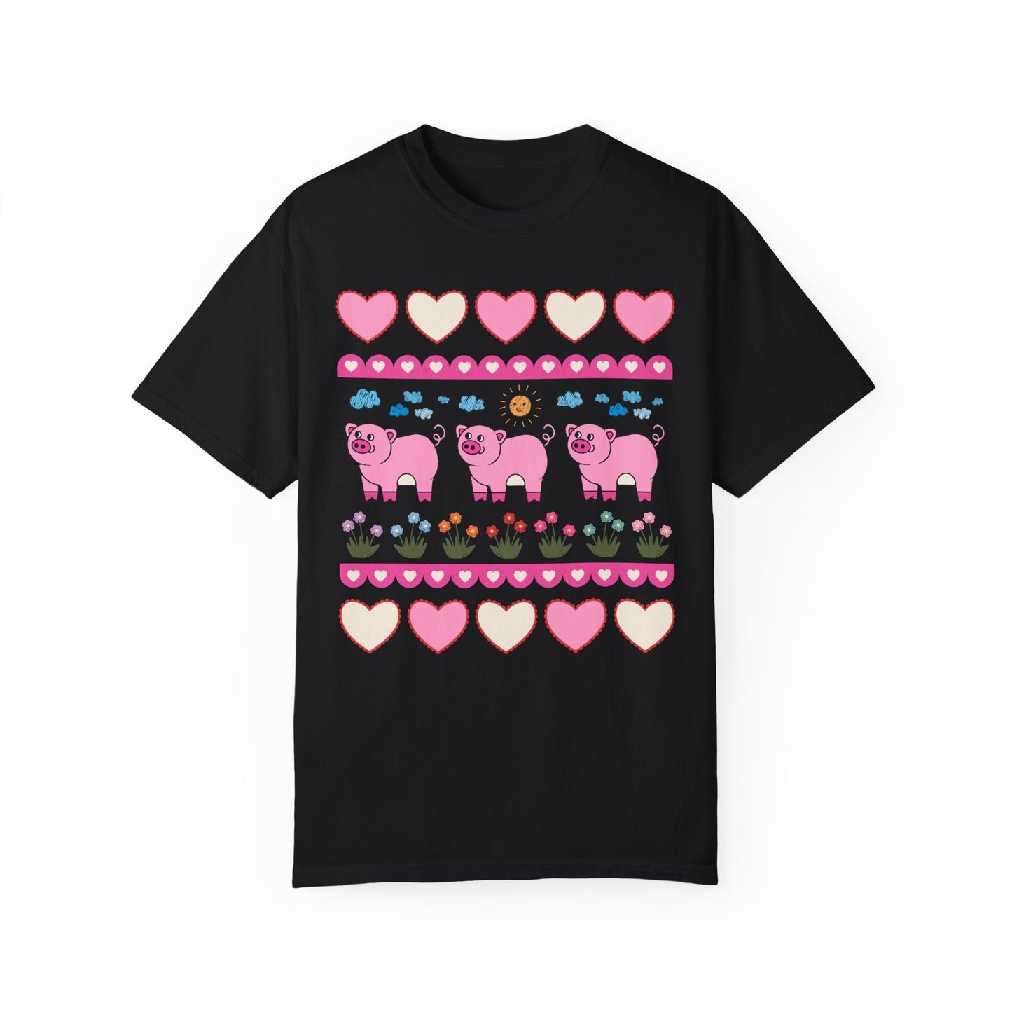 Adorable Floral Pig Tee Shirt