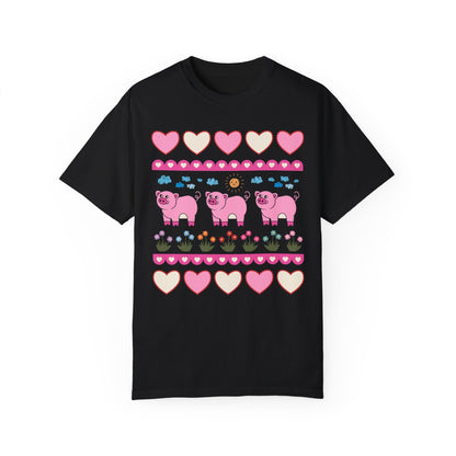 Adorable Floral Pig Tee Shirt