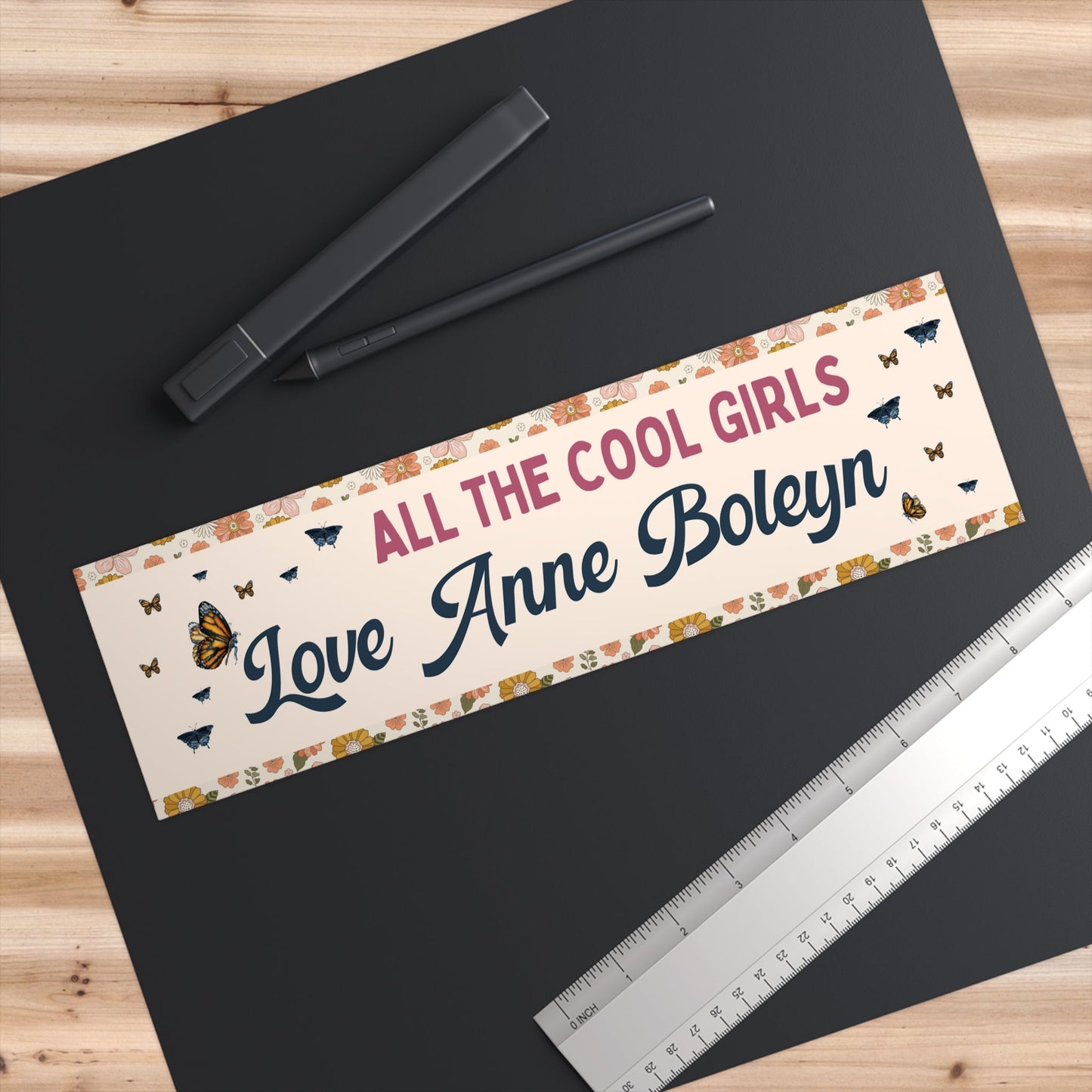 Anne Boleyn Bumper Sticker: Floral History Bumper Sticker for English History Lover