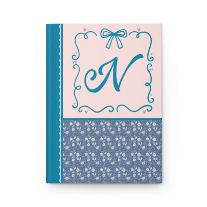 Blue Floral Initial Journal: N
