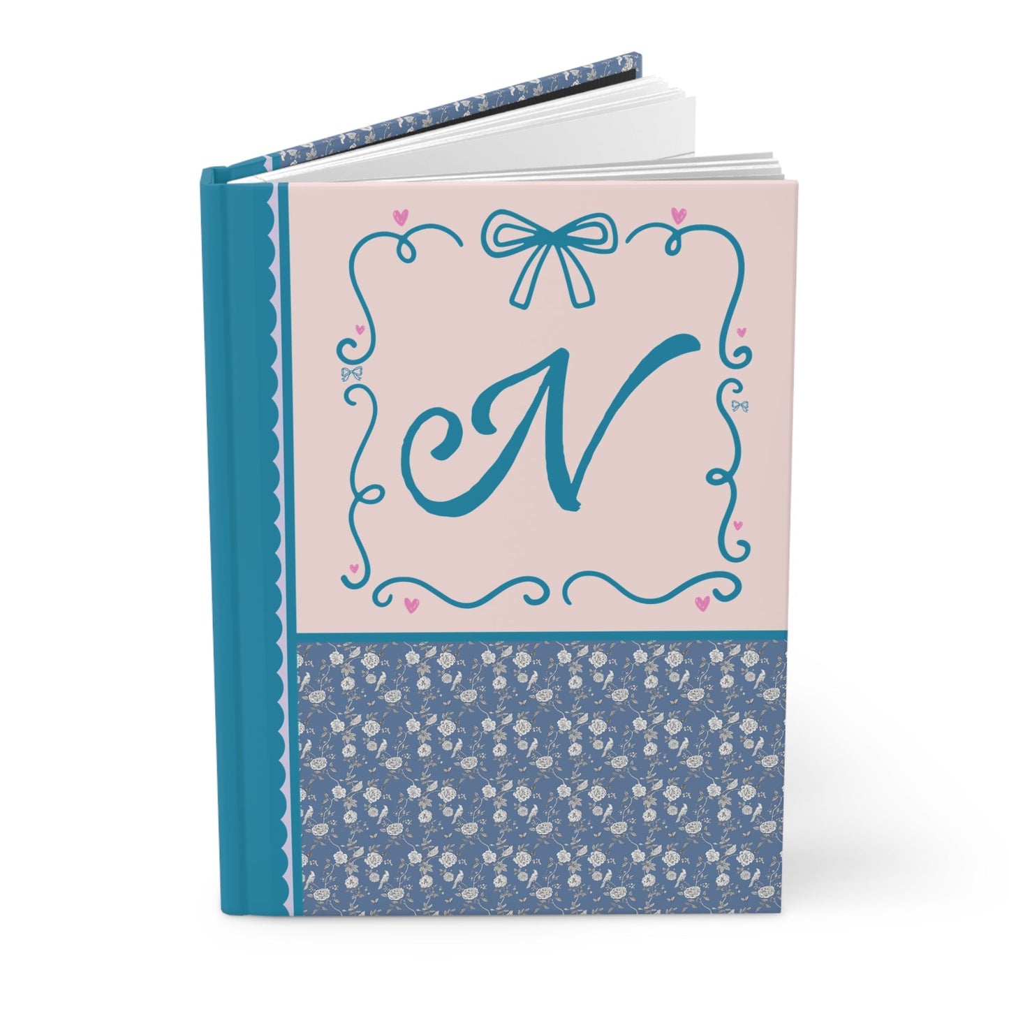 Blue Floral Initial Journal: N
