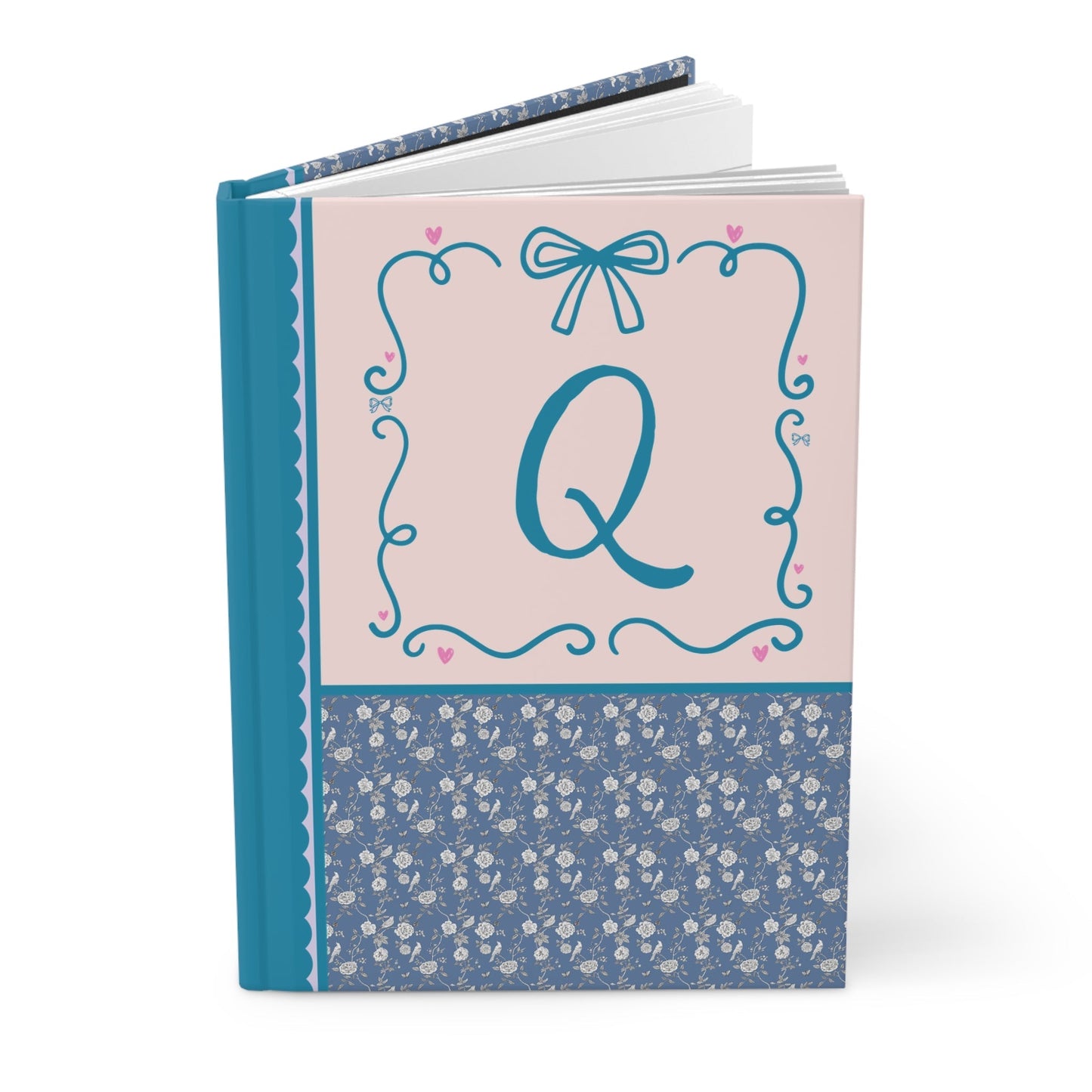 Blue Floral Initial Journal: Q