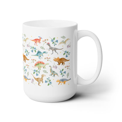Boho Floral Dinosaur Mug with Stars