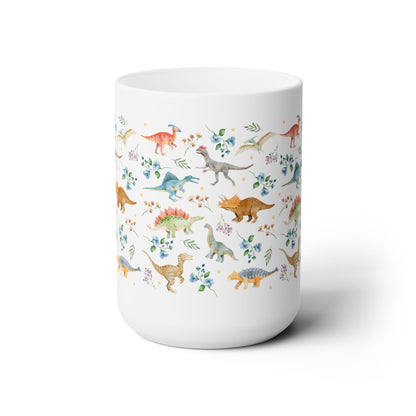 Boho Floral Dinosaur Mug with Stars