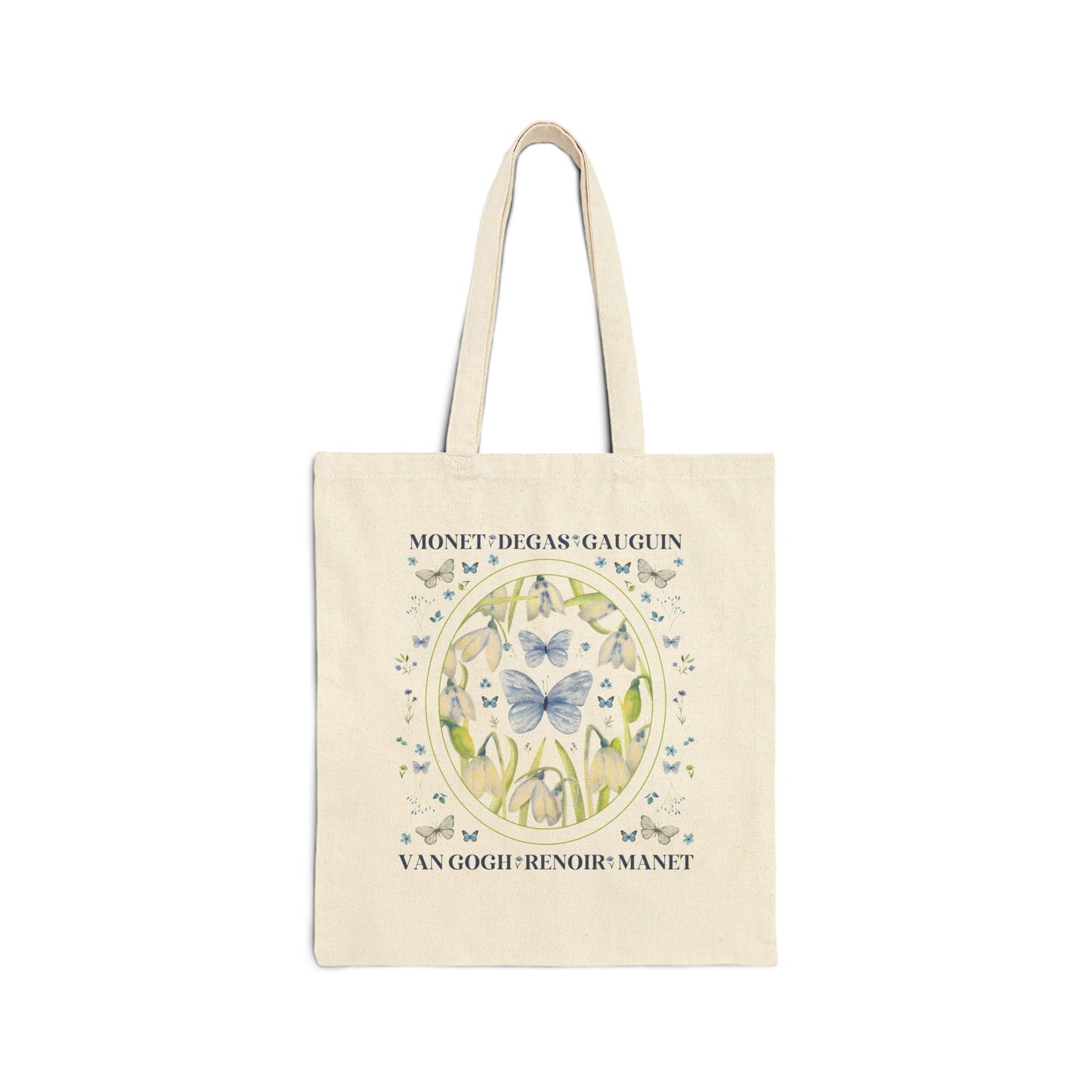 Boho Impressionist Artists Tote Bag with Whimsigoth Flowers and Boho Butterflies