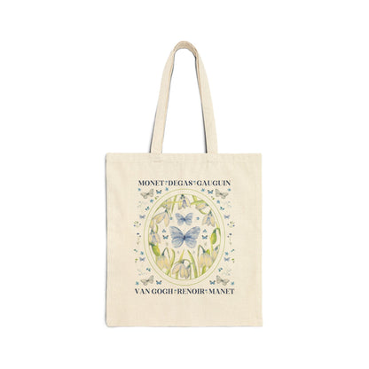 Boho Impressionist Artists Tote Bag with Whimsigoth Flowers and Boho Butterflies