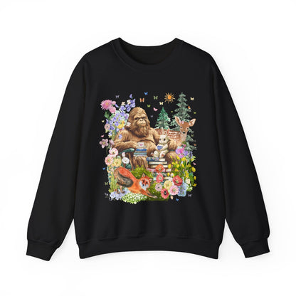 Boho Sasquatch Sweatshirt with Spring Animals