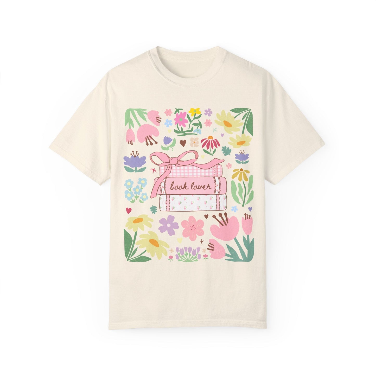 Book Lover Tee Shirt with Flowers