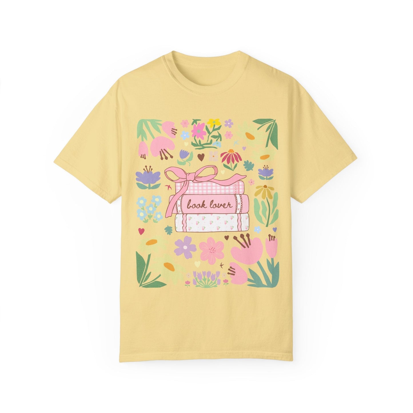 Book Lover Tee Shirt with Flowers
