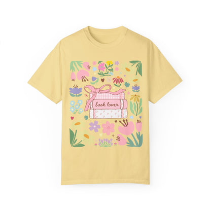 Book Lover Tee Shirt with Flowers