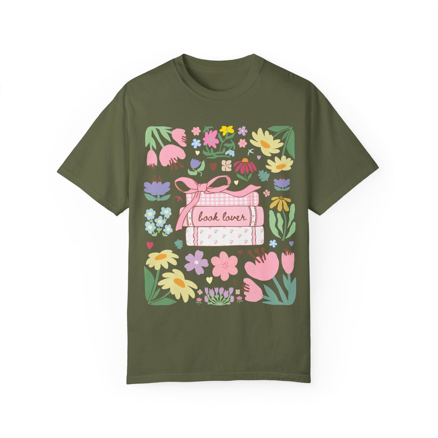 Book Lover Tee Shirt with Flowers