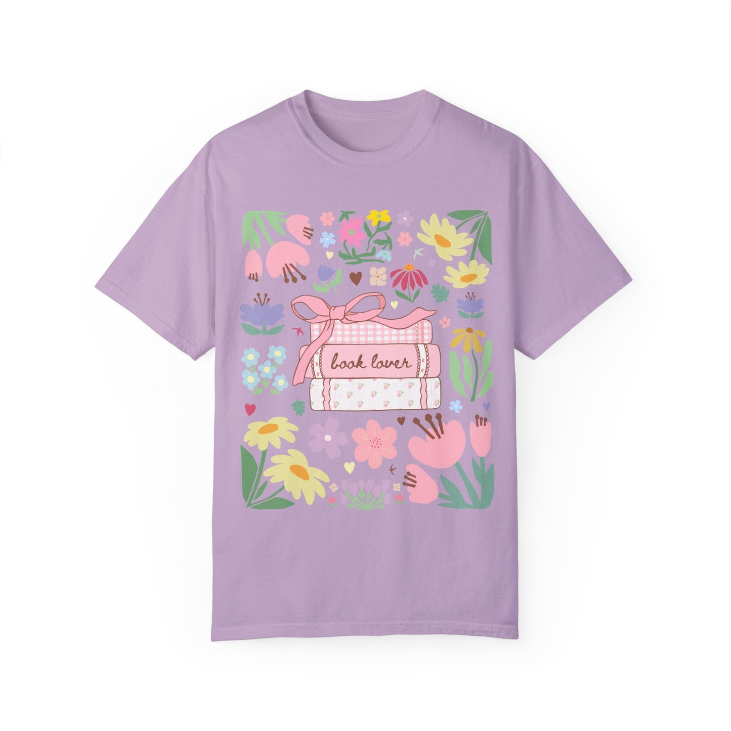 Book Lover Tee Shirt with Flowers