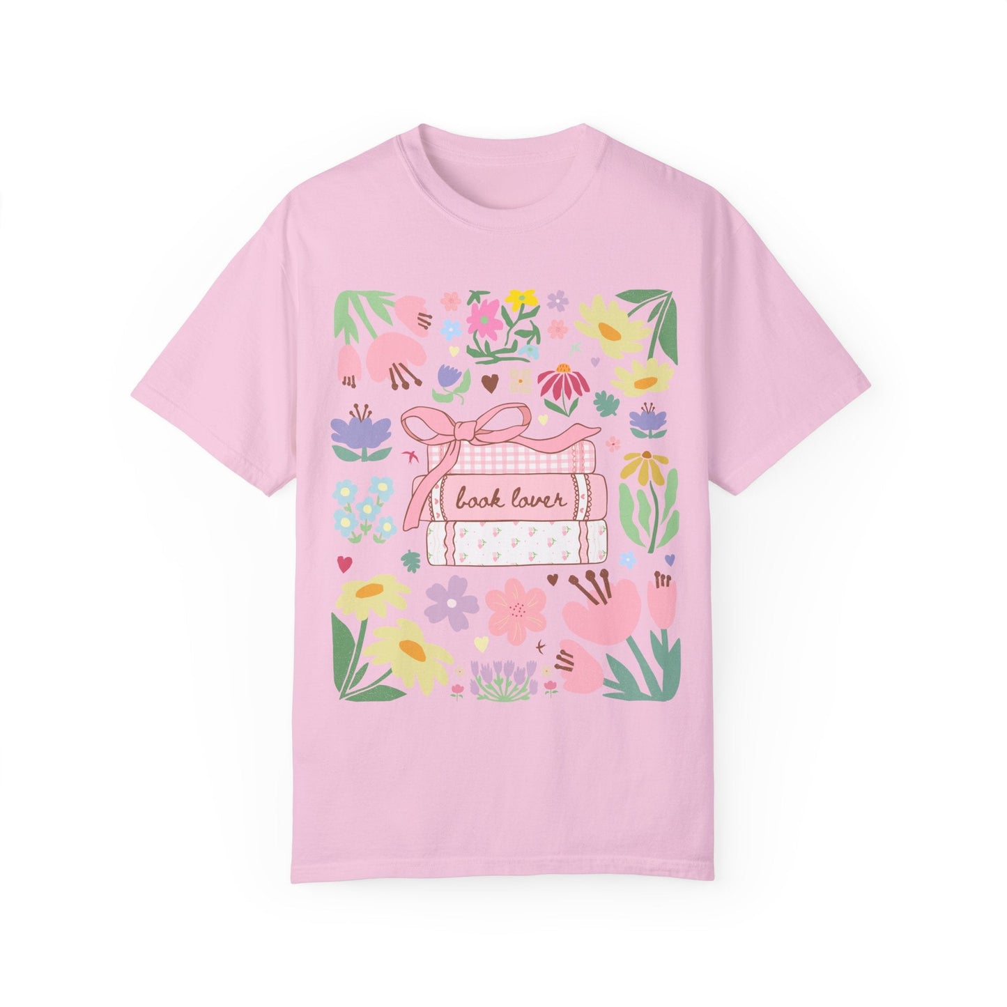 Book Lover Tee Shirt with Flowers
