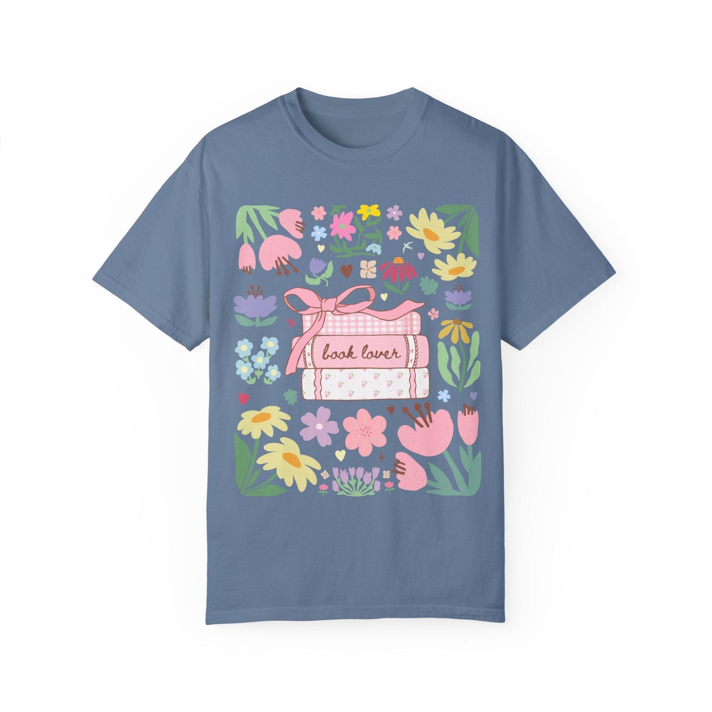 Book Lover Tee Shirt with Flowers