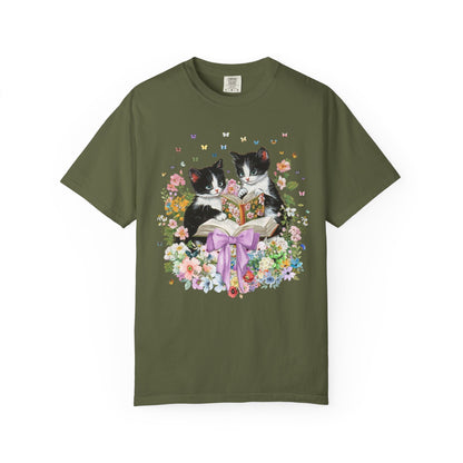 Bookish Cat Lover Tee Shirt