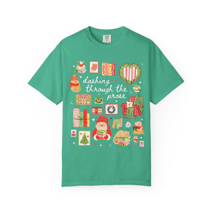 Bookish Christmas Tee Shirt: Dancing Through the Prose