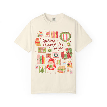 Bookish Christmas Tee Shirt: Dancing Through the Prose