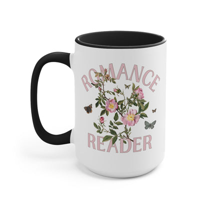 Bookish Floral Coffee Mug for Romance Reader: Vintage Botanical Mug with Butterflies