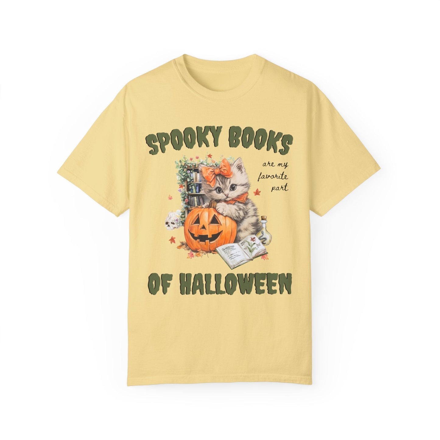 Bookish Halloween Tee Shirt for Cat Lover