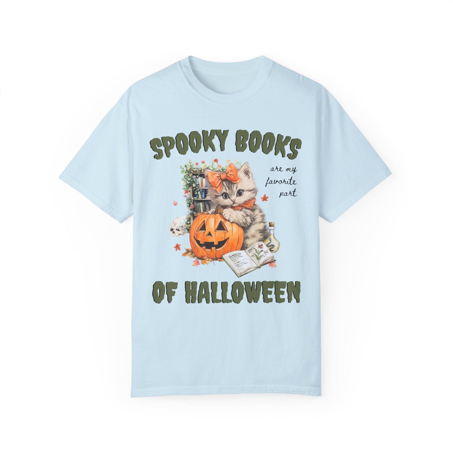 Bookish Halloween Tee Shirt for Cat Lover