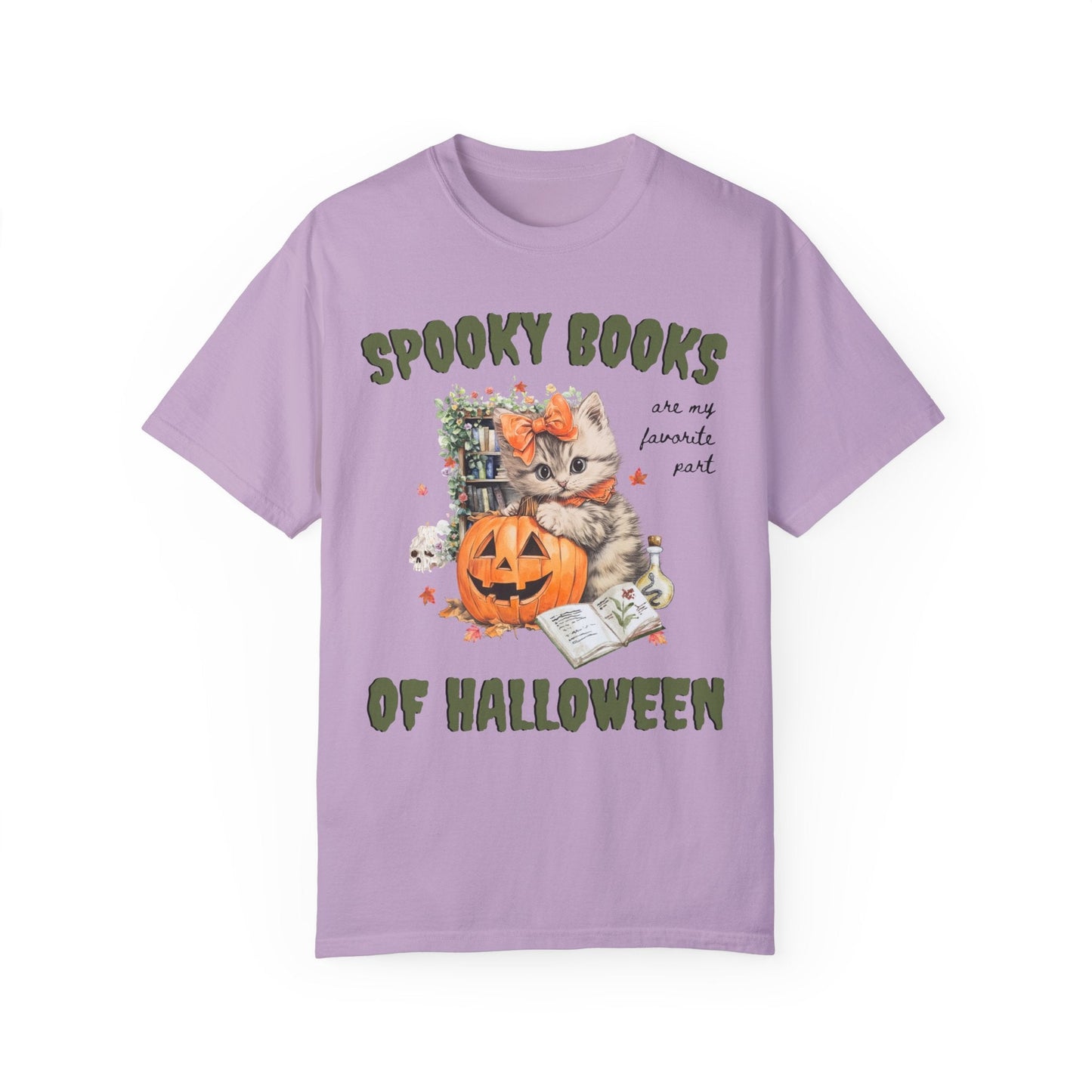 Bookish Halloween Tee Shirt for Cat Lover