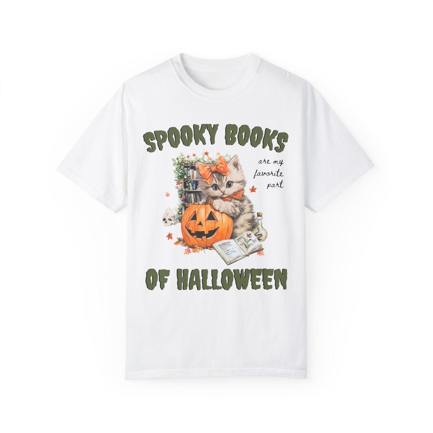 Bookish Halloween Tee Shirt for Cat Lover
