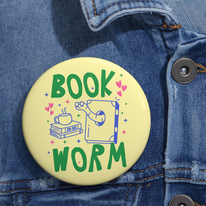 Bookworm Pinback Button
