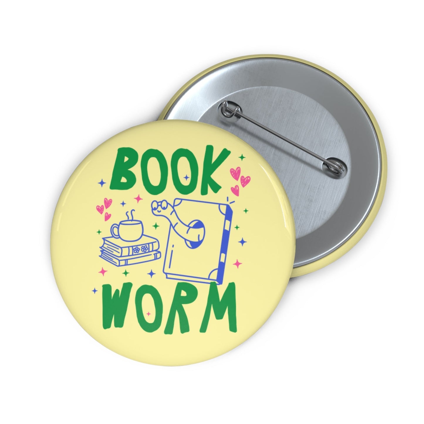 Bookworm Pinback Button
