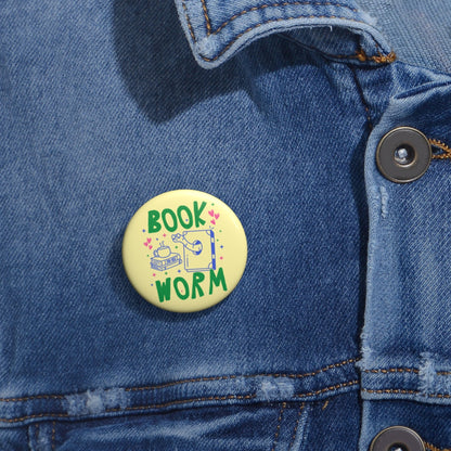 Bookworm Pinback Button
