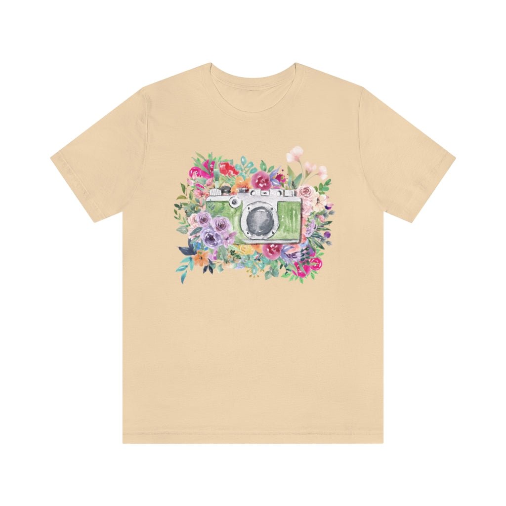 Camera Tee Shirt with Flowers