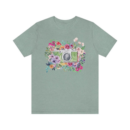 Camera Tee Shirt with Flowers