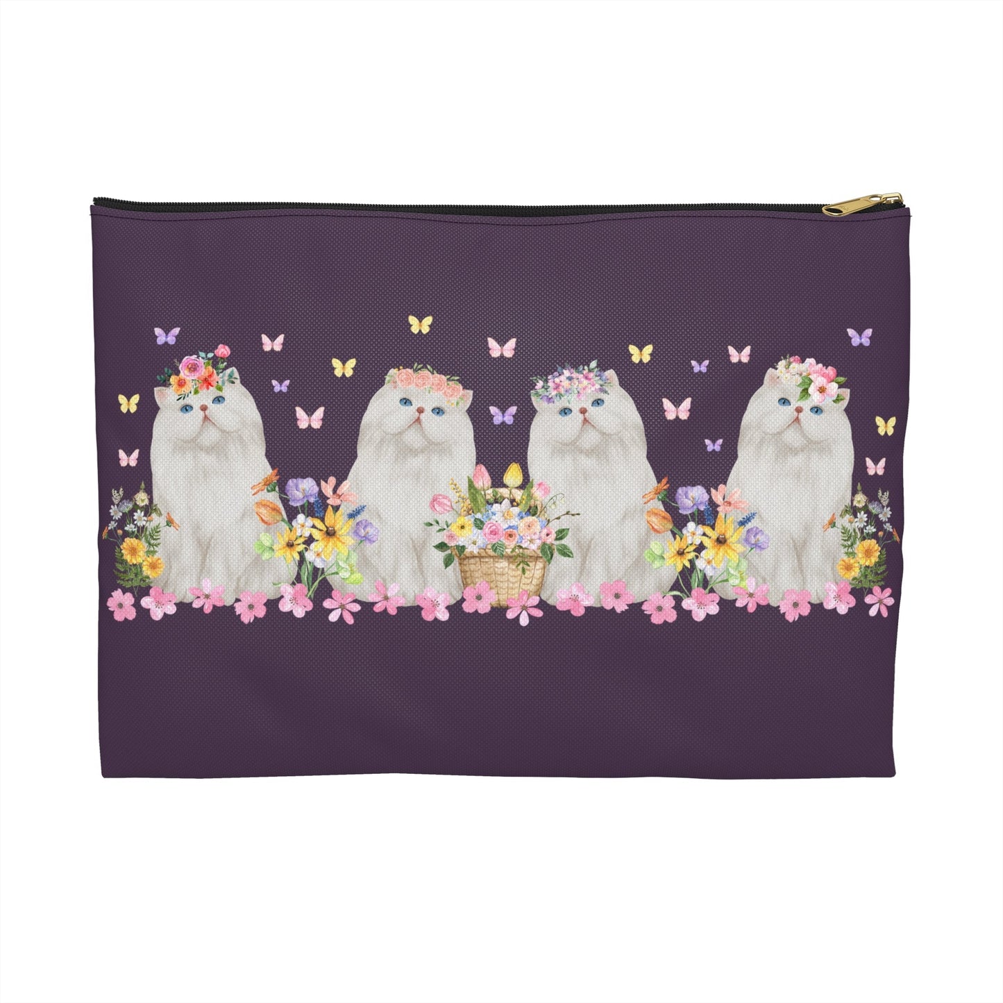 Floral Cat Accessory Pouch with Flowers
