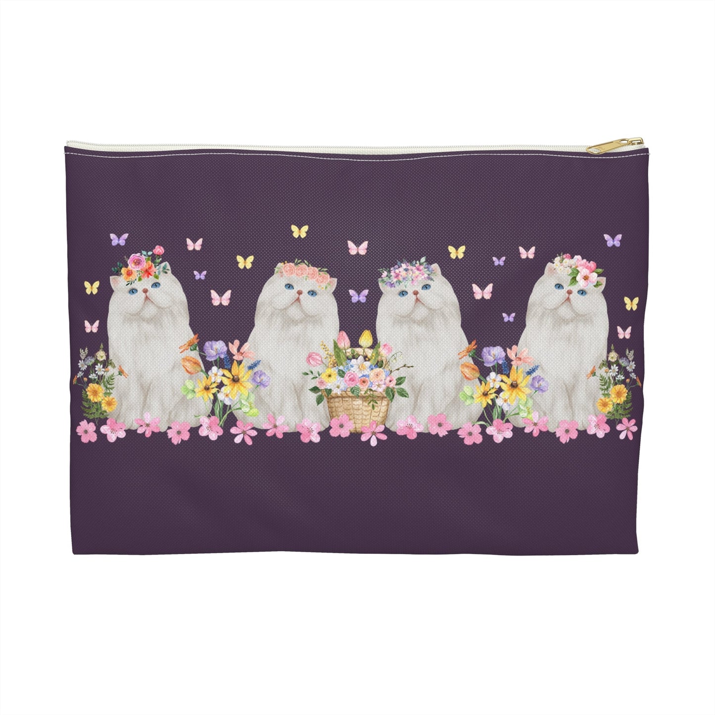Floral Cat Accessory Pouch with Flowers
