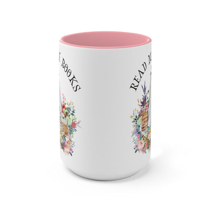 Coffee Mug for Librarian: Read More Books | 15 Oz Coffee Mug with Floral Ghost