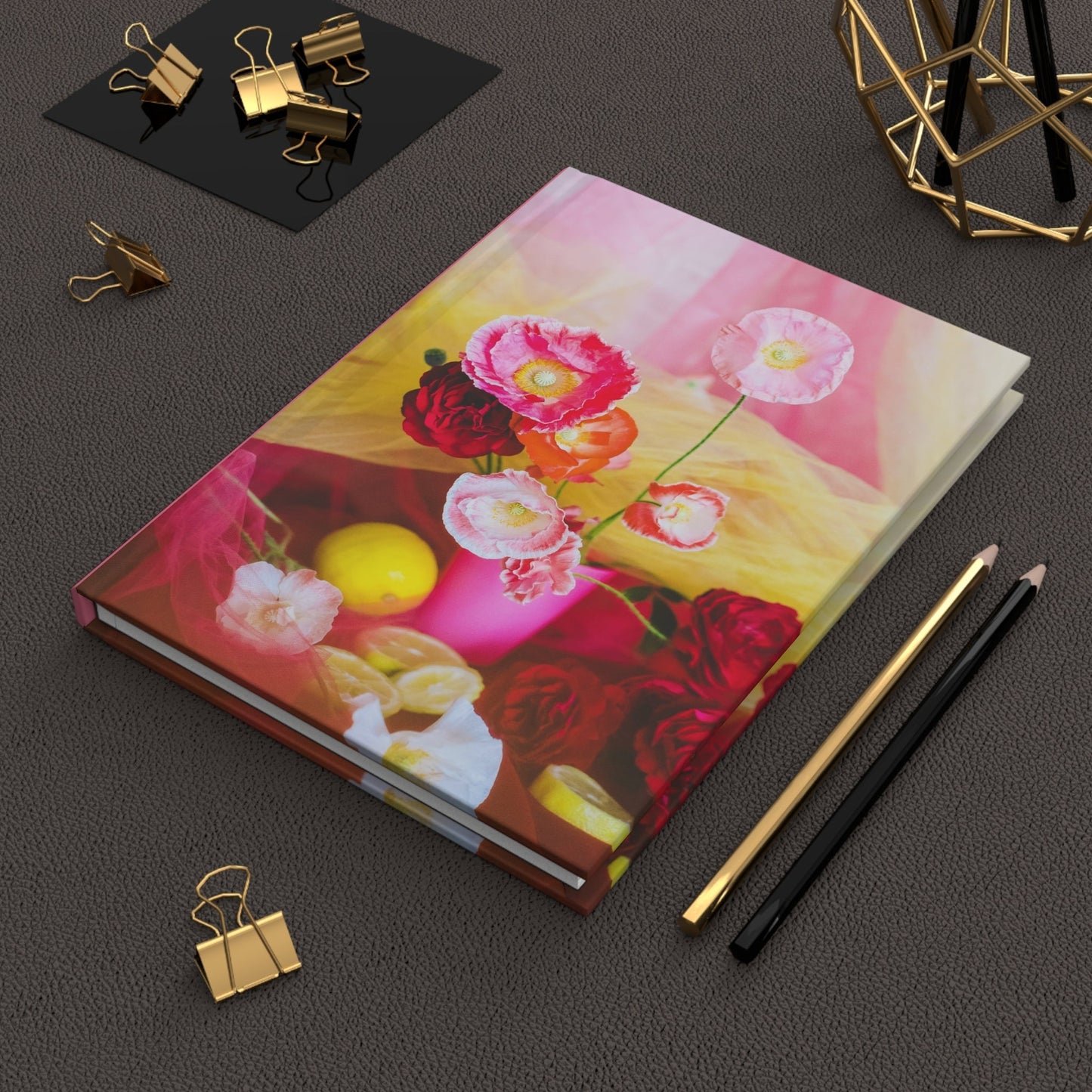 Colorful Aesthetic Flower Notebook: Hardcover Notebook with Photo Cover of Cute Backyard Flowers