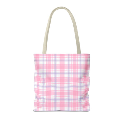 Colorful Plaid Tote Bag with Initial for Best Friend or Sister, Cute Striped Floral Tote Bag with Heart, Tote Bag with Letter: D