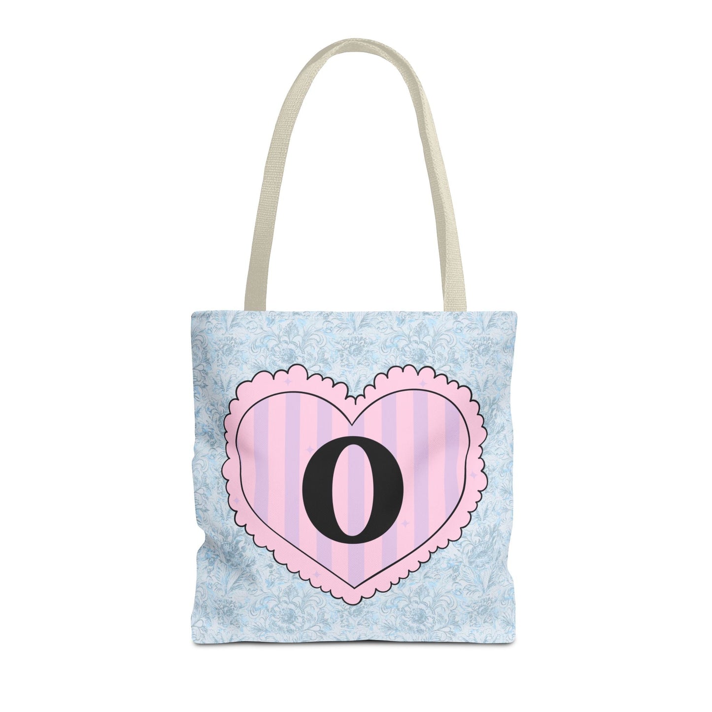 Colorful Plaid Tote Bag with Initial for Best Friend or Sister, Cute Striped Floral Tote Bag with Heart, Tote Bag with Letter: O