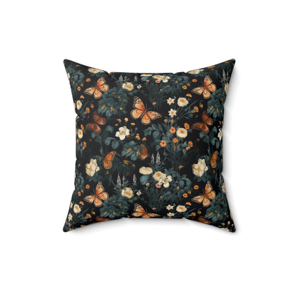 Cozy Whimsigoth Pillow with Floral Ghost: I Believe in Naps | Reversible Boho Butterfly Pillow,