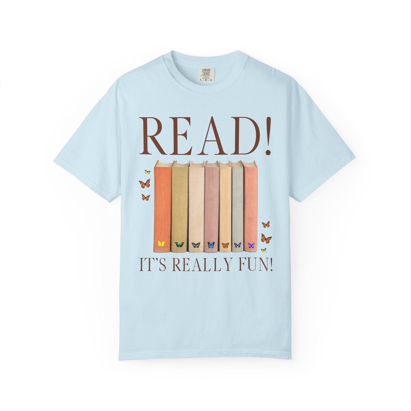 Cute Bookworm Tee Shirt with Butterflies: Read!