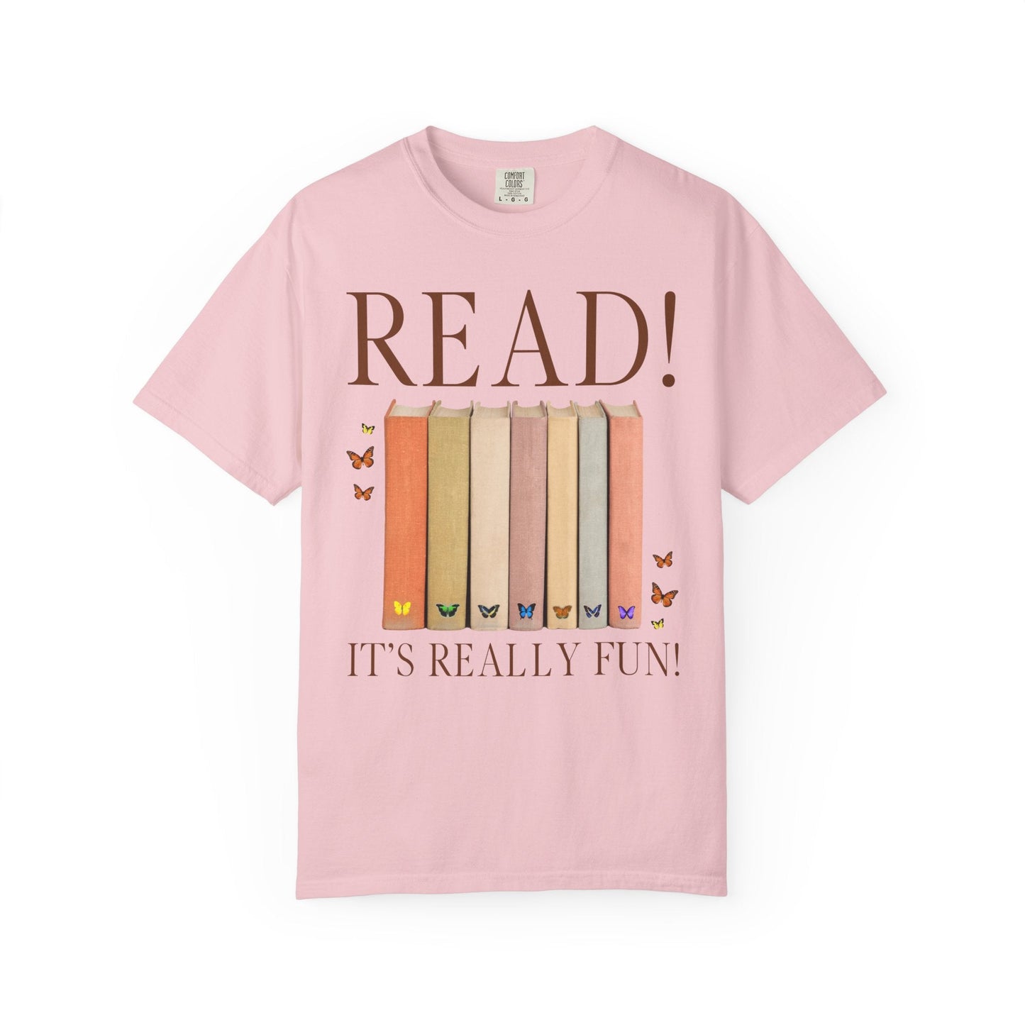 Cute Bookworm Tee Shirt with Butterflies: Read!