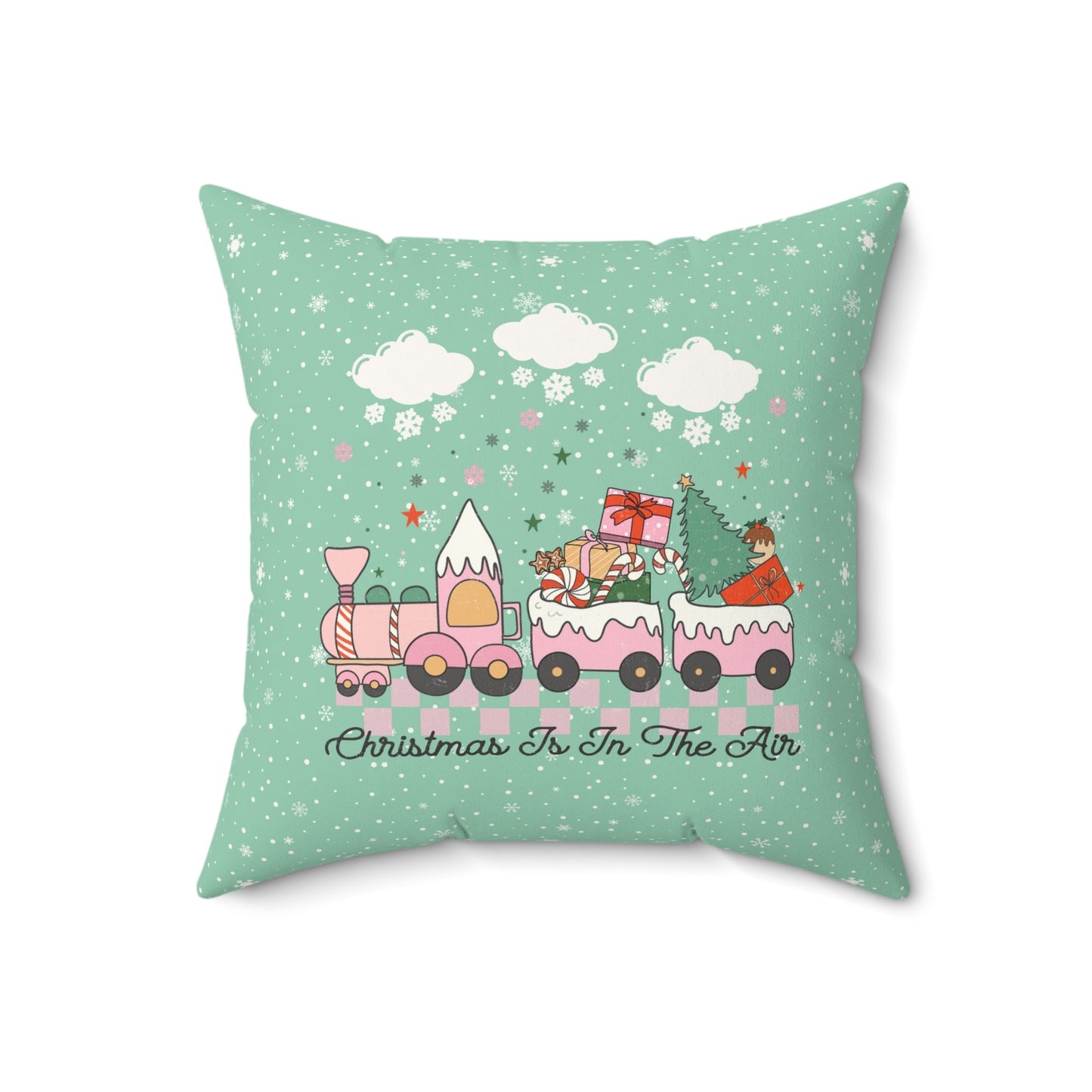 Cute Christmas Train Pillow