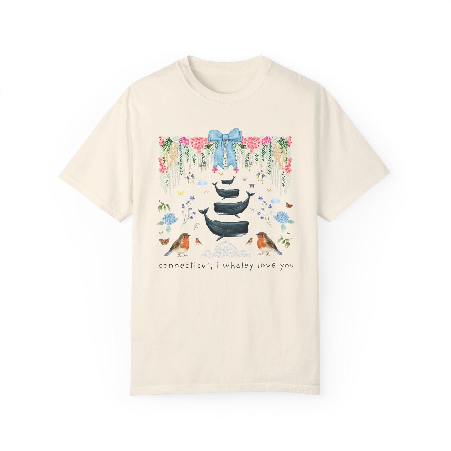 Cute Connecticut Tee Shirt with Flowers