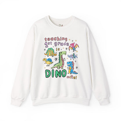 First Grade Teacher Dinosaur Sweatshirt