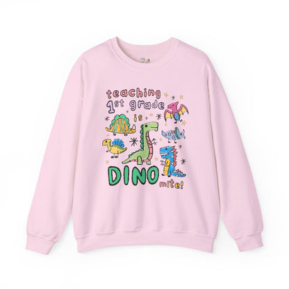 First Grade Teacher Dinosaur Sweatshirt