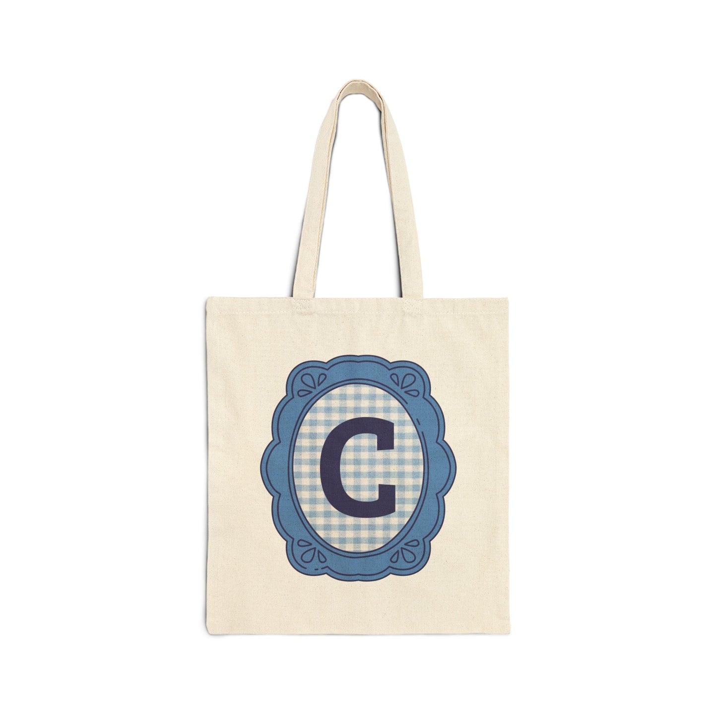 Cute Initial Tote Bag for Daughter, Gingham Birthday Present for Niece, Cousin or Sister, Pretty Matching Bachelorette Tote for Bridesmaid C