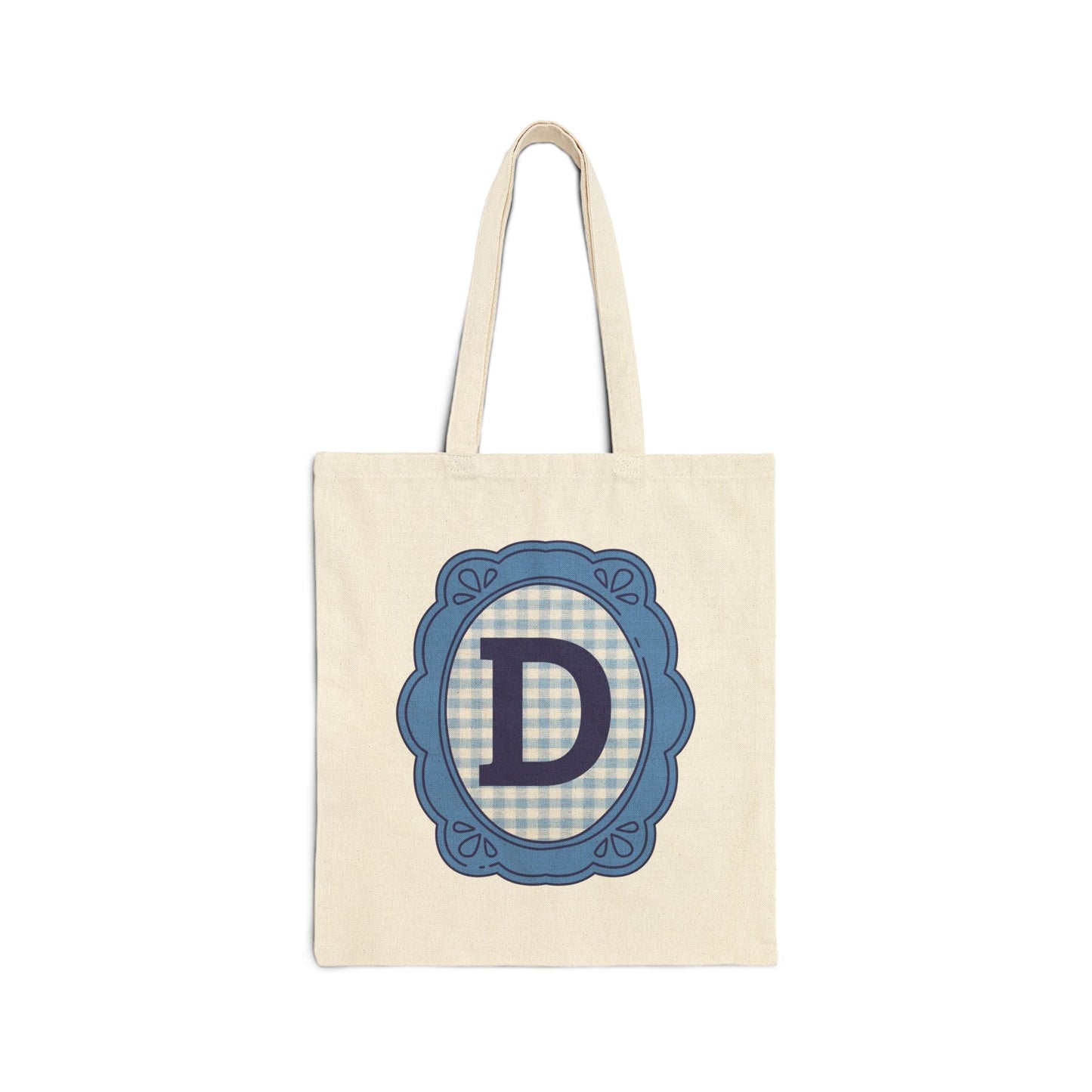 Cute Initial Tote Bag for Daughter, Gingham Birthday Present for Niece, Cousin or Sister, Pretty Matching Bachelorette Tote for Bridesmaid D