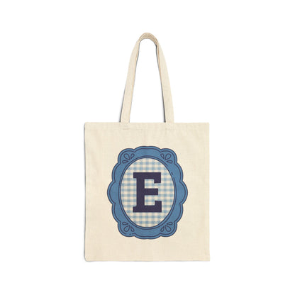 Cute Initial Tote Bag for Daughter, Gingham Birthday Present for Niece, Cousin or Sister, Pretty Matching Bachelorette Tote for Bridesmaid E