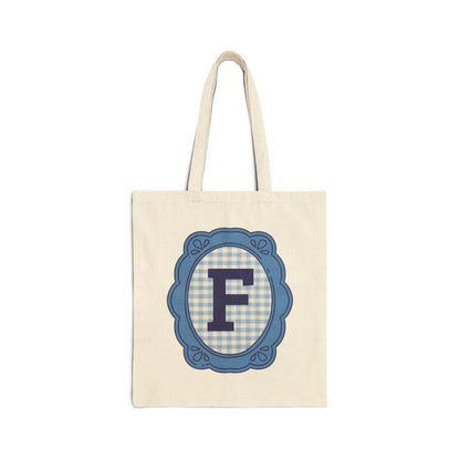 Cute Initial Tote Bag for Daughter, Gingham Birthday Present for Niece, Cousin or Sister, Pretty Matching Bachelorette Tote for Bridesmaid F