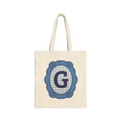 Cute Initial Tote Bag for Daughter, Gingham Birthday Present for Niece, Cousin or Sister, Pretty Matching Bachelorette Tote for Bridesmaid G