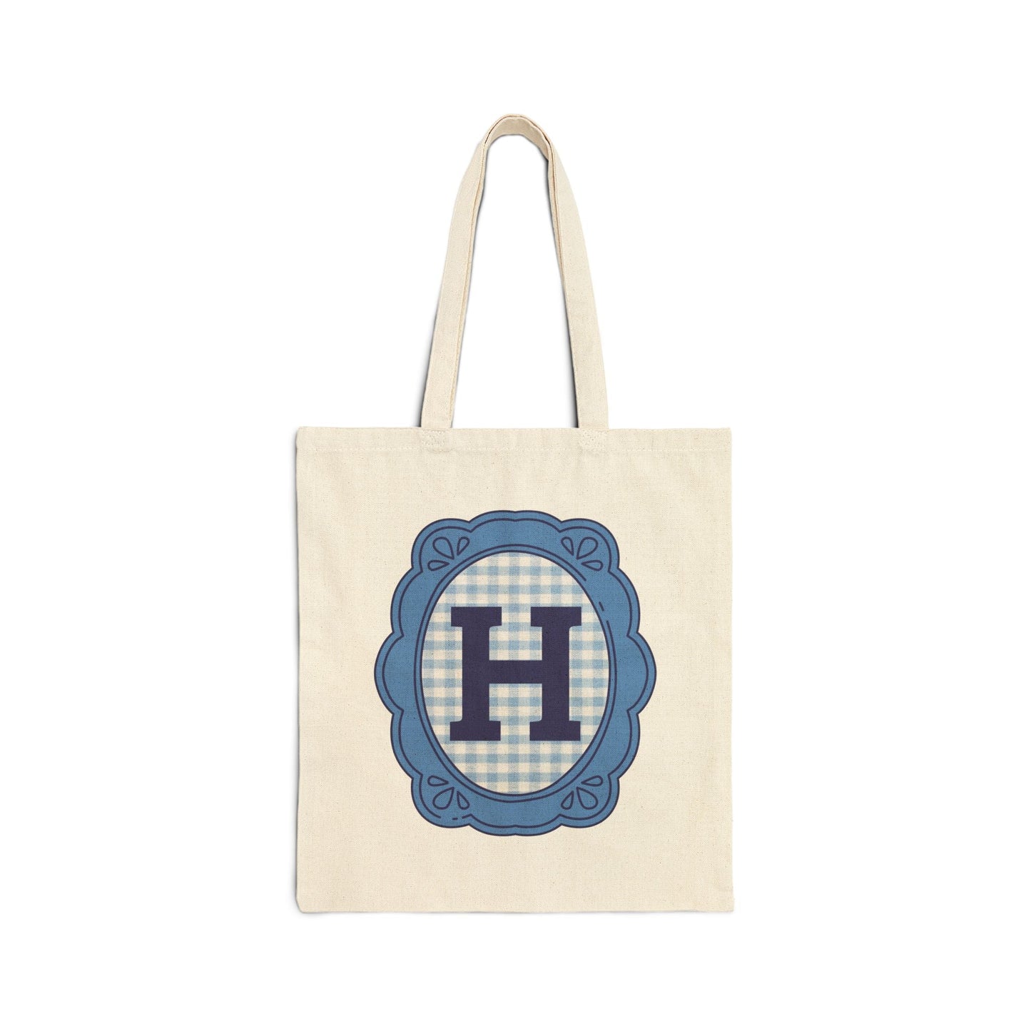 Cute Initial Tote Bag for Daughter, Gingham Birthday Present for Niece, Cousin or Sister, Pretty Matching Bachelorette Tote for Bridesmaid H